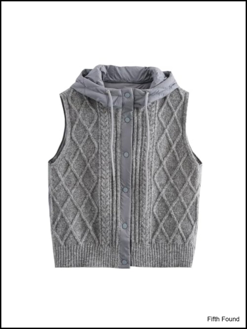 Quilted Hooded Knit Vest Lightweight Padded Sleeveless Jacket